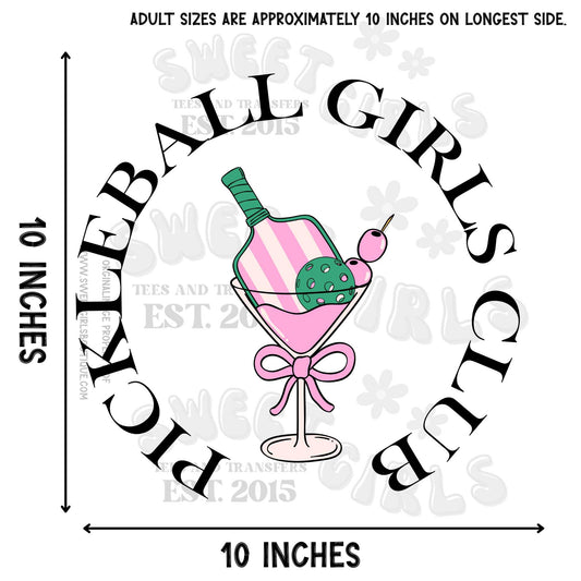 Pickleball Girls Club DTF Heat Transfer – Fun Pink Sports Glass Design