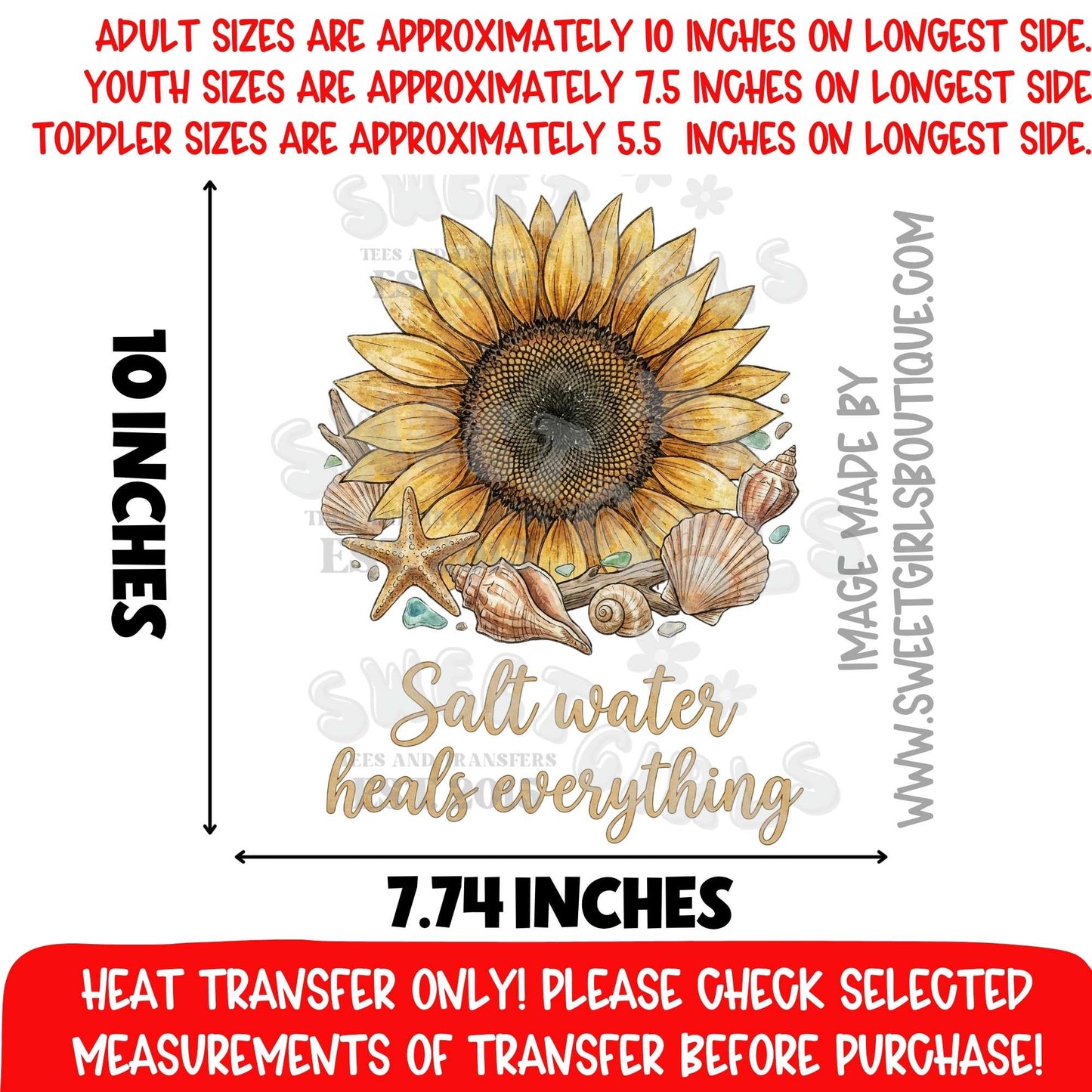 Salt Water Heals Everything DTF Heat Transfer Not A Shirt