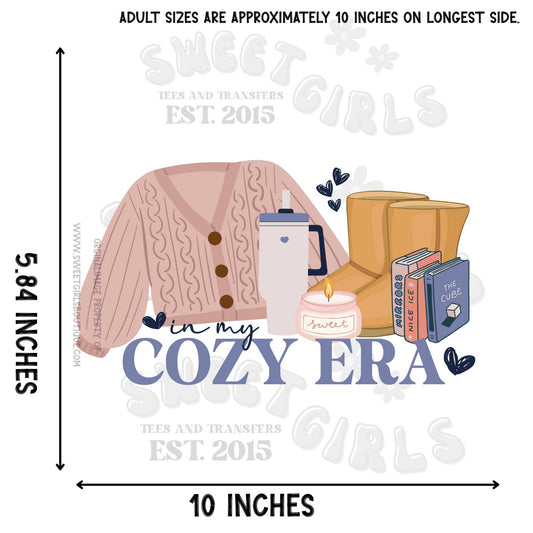 In My Cozy Era DTF Heat Transfer – Neutral Fall Sweater Books Candle Design