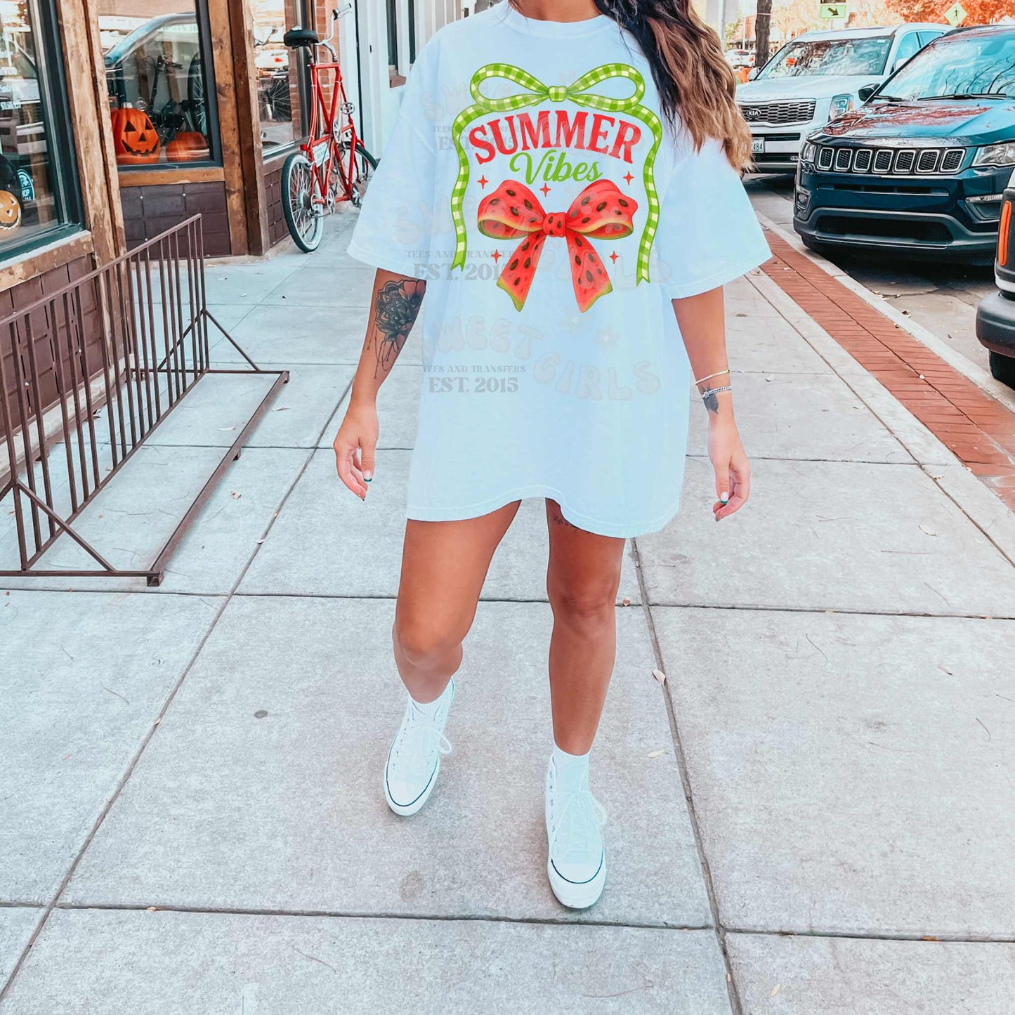 Watermelon Bow & Summer Vibes DTF Transfer – Watermelon Melon Coquette Iron-On Heat Transfer | Gingham Style for Summer Crafts