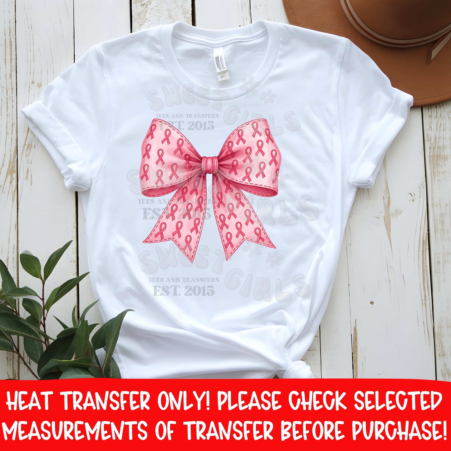 Pink Ribbon Bow DTF Heat Transfer | Breast Cancer Awareness Shirt Iron On | October Pink Out Game Printable | DIY Support Tee