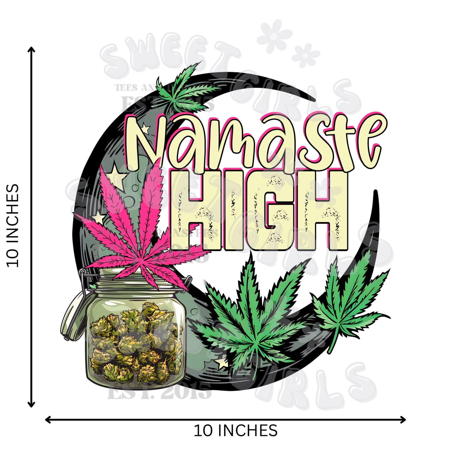 Moon Leaves and Jar DTF HEAT TRANSFER – Mystical Boho Zen Style Direct to Film for Shirts, Hoodies & Decor – Cold Peel Ready to Press Iron-On Transfer