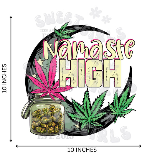 Moon Leaves and Jar DTF HEAT TRANSFER – Mystical Boho Zen Style Direct to Film for Shirts, Hoodies & Decor – Cold Peel Ready to Press Iron-On Transfer