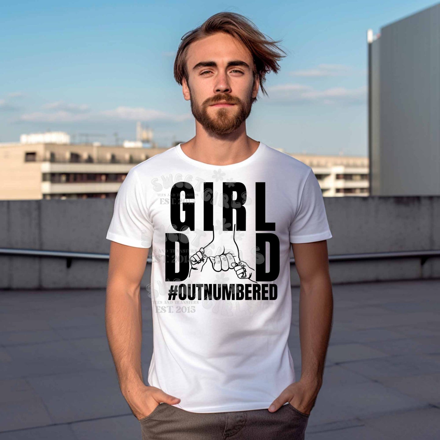 Girl Dad #Outnumbered DTF Transfer – Funny Girl Dad Graphic HEAT TRANSFER – Iron-On Direct to Film Transfer for T-Shirts & Sweatshirts – USA Quality