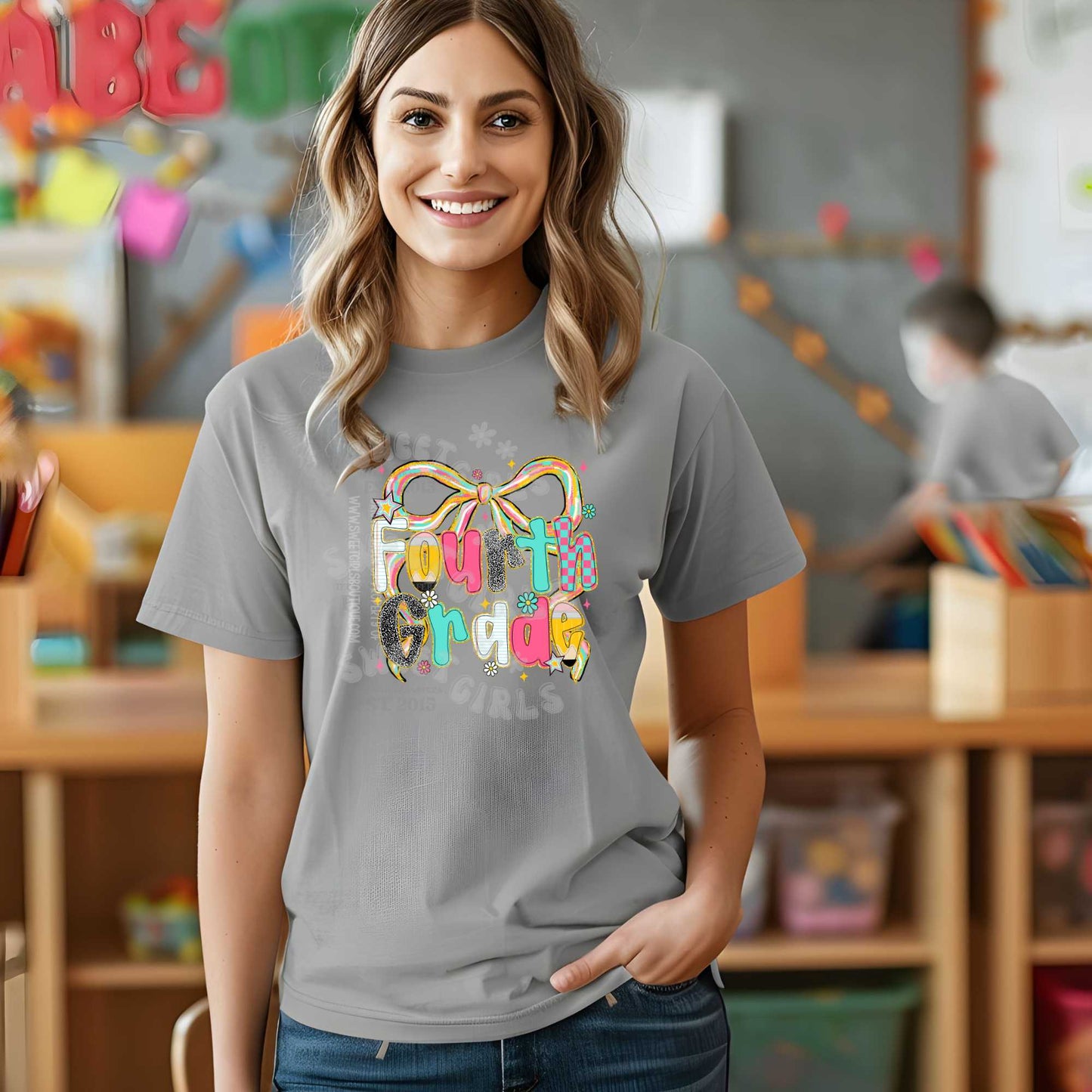 Colorful Faux Glitter Stars & Leopard - Pastel Coquette Bow DTF Transfers – PreK to 4th Grade Back to School Iron-On for Girls & Teachers – Heat Transfer Design