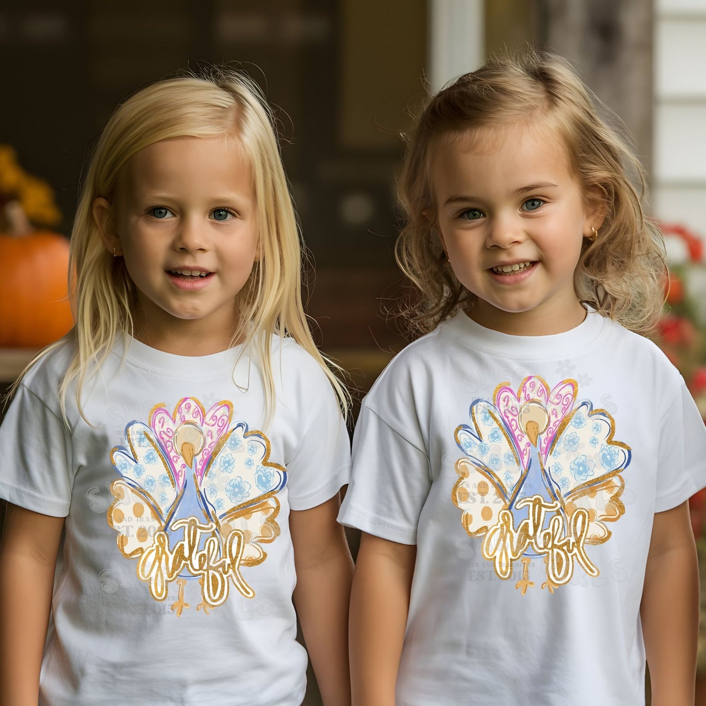 Grateful Turkey DTF Heat Transfer – Kids Thanksgiving Fall Iron-On Shirt Design