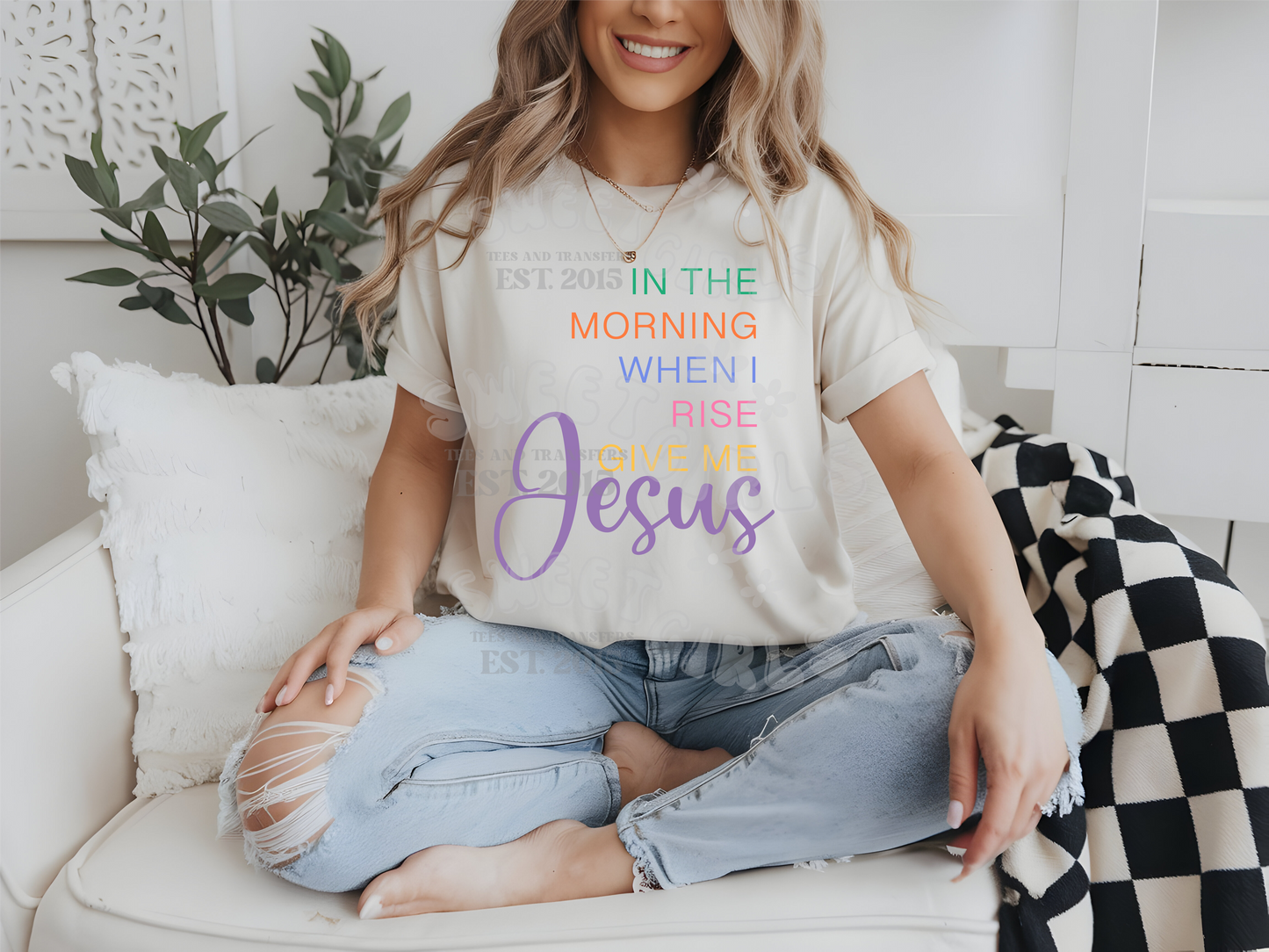 Give Me Jesus Morning Rise DTF Transfer – Bright Pastel HEAT TRANSFER – Direct to Film Iron-On for Tees, Totes, and Faith Crafts