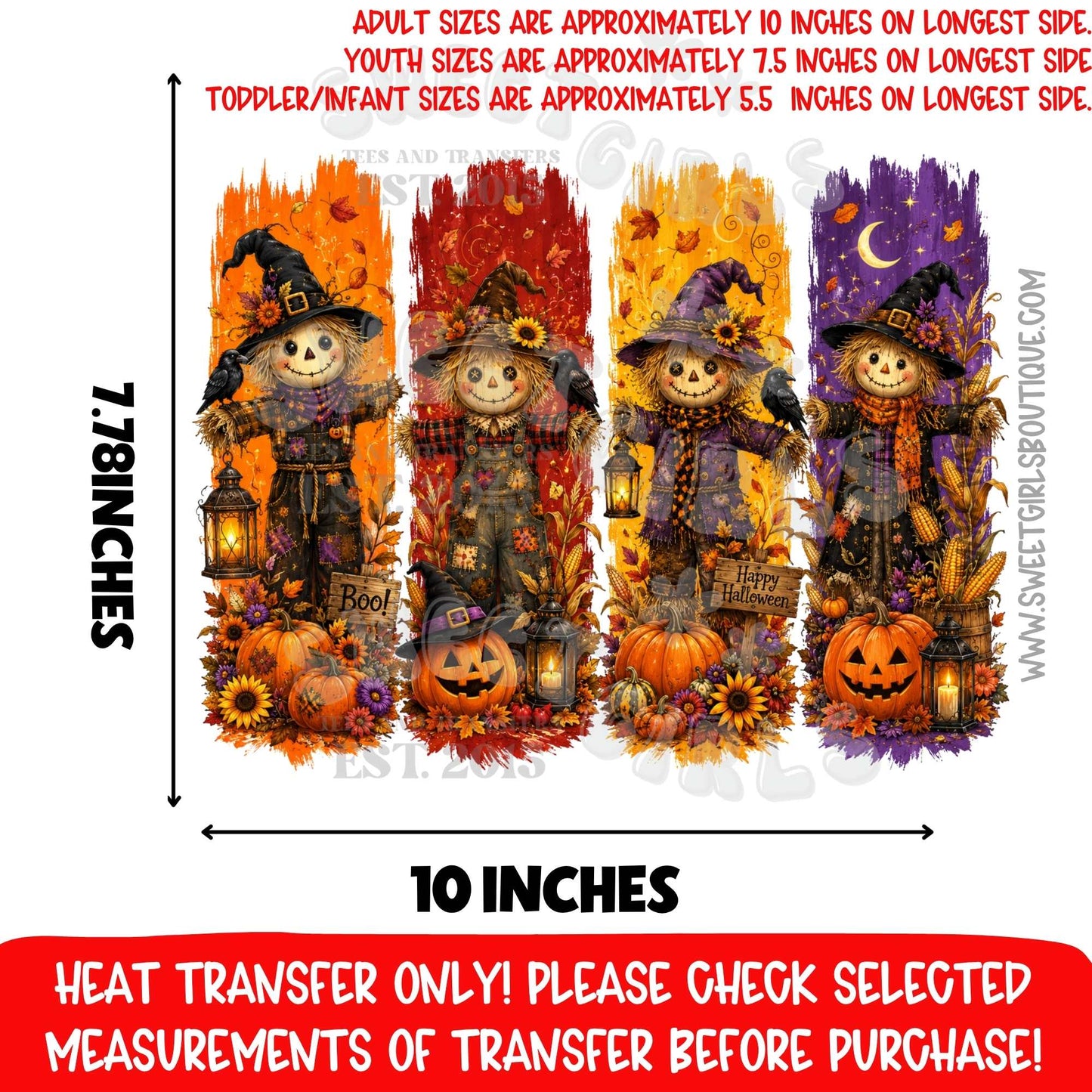 Halloween Scarecrow Pumpkin Fall Harvest DTF Heat Transfer, Ready To Press, NOT A SHIRT