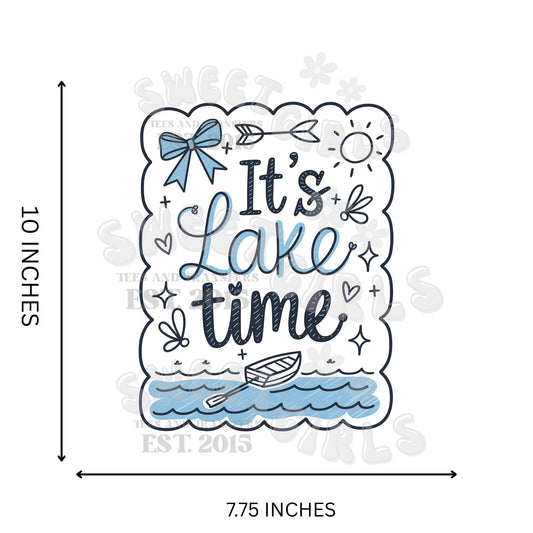 It's Lake Time Summer T-Shirt – Cute Blue Bow Lake Life Tee – Coquette Cottagecore Heat Transfer – Ready to Press Iron-On for Lake Days & Boating