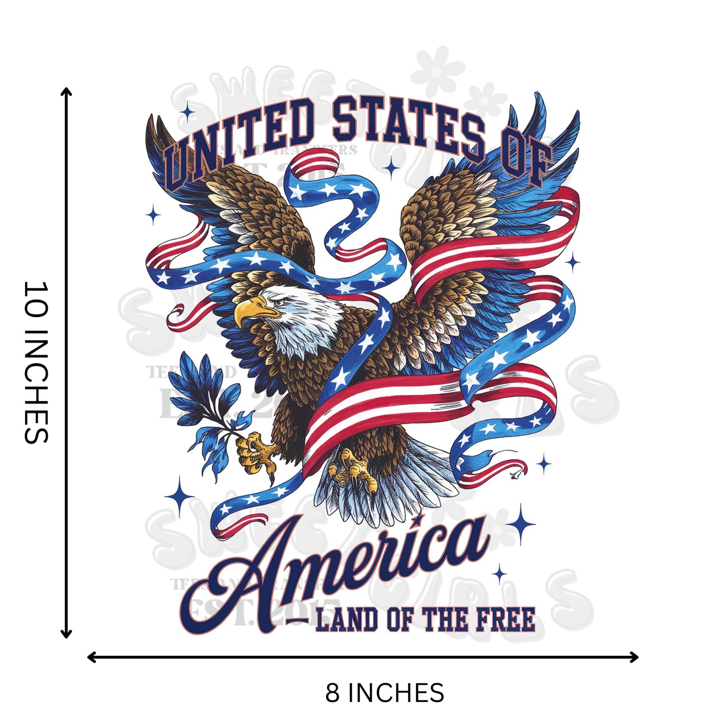 United States of America Eagle DTF Heat Transfer – Patriotic Flag Ribbon Iron-On Sticker for T-Shirts, Sweatshirts, Jeans, Bags & Fabric Decor – Washable and Long-Lasting Direct to Film Transfer for July 4th Apparel – Ready to Press