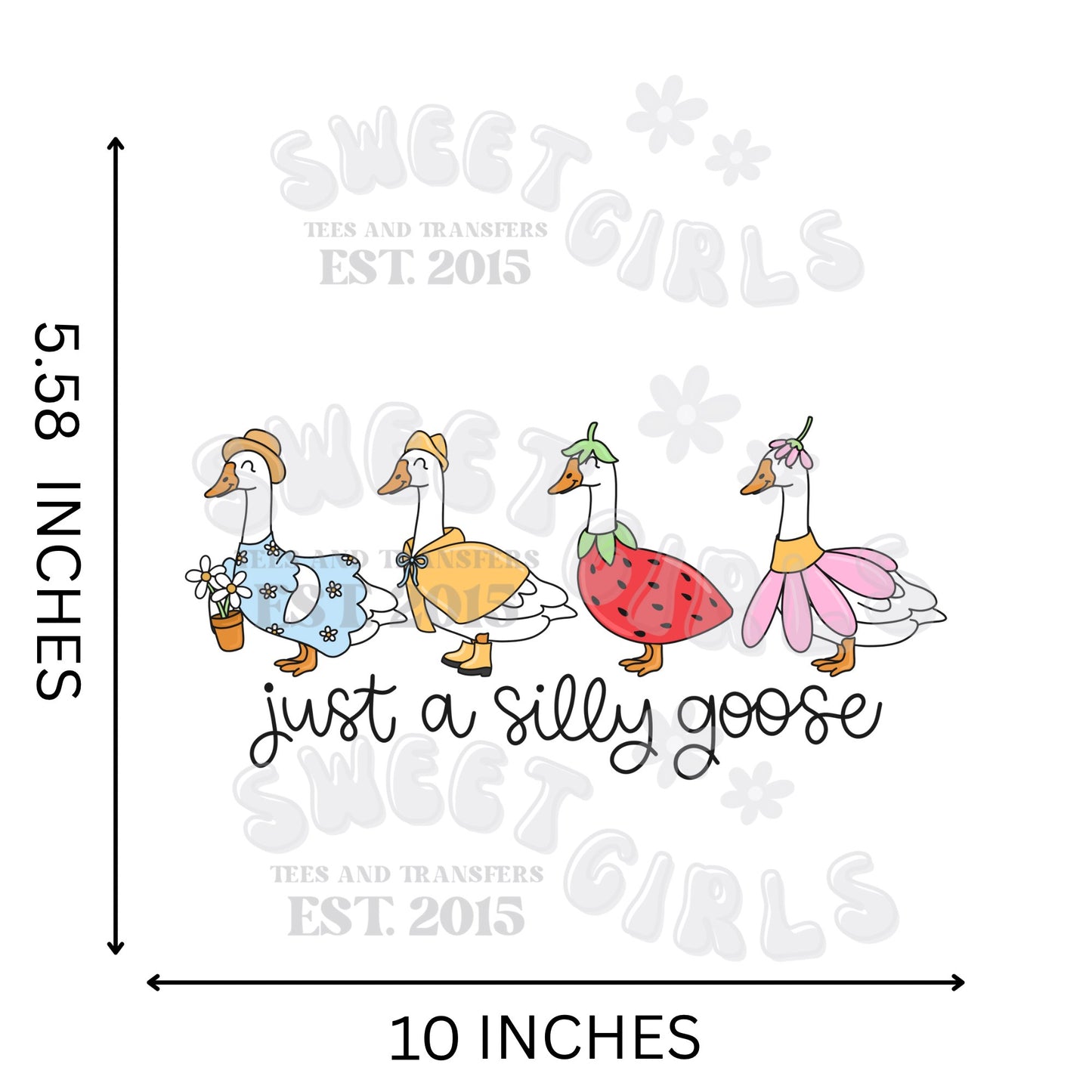 Just a Silly Goose DTF Heat Transfer – Funny Coquette Duck Design – Direct to Film Iron-On Sticker for T-Shirts, Bags & More – Press Ready & Washable