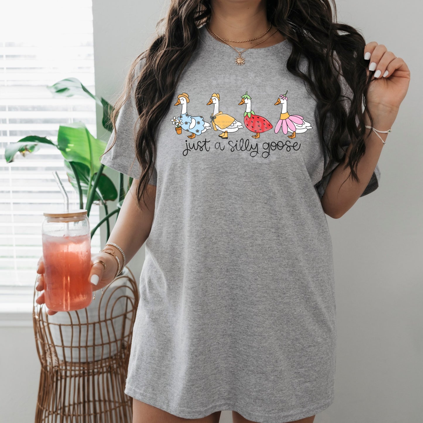 Just a Silly Goose DTF Heat Transfer – Funny Coquette Duck Design – Direct to Film Iron-On Sticker for T-Shirts, Bags & More – Press Ready & Washable