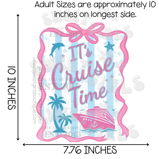 It's Cruise Time DTF Transfer – Pink Bow Cruise Ship Heat Transfer for DIY Vacation Shirts – Ready to Press