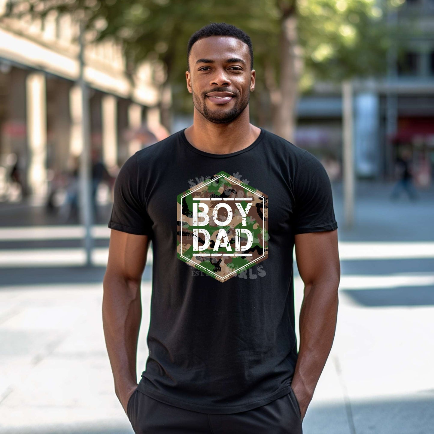 Ready to Press BOY DAD Camo Patch DTF Heat Transfer – Military-Inspired Direct to Film Iron-On for Shirts, Bags, and Decor – Durable, Washable Heat Press Transfer for Men, Gifts, Outdoors, Fathers