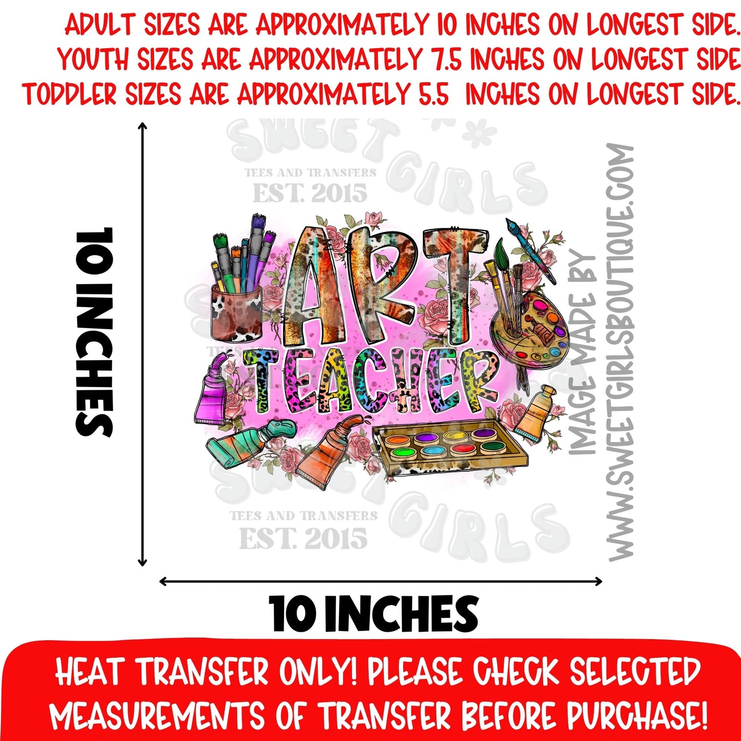 ART TEACHER ART TEACHER paint palette teacher heat transfer NOT A SHIRT art class teacher dtf transfer creative teacher gift