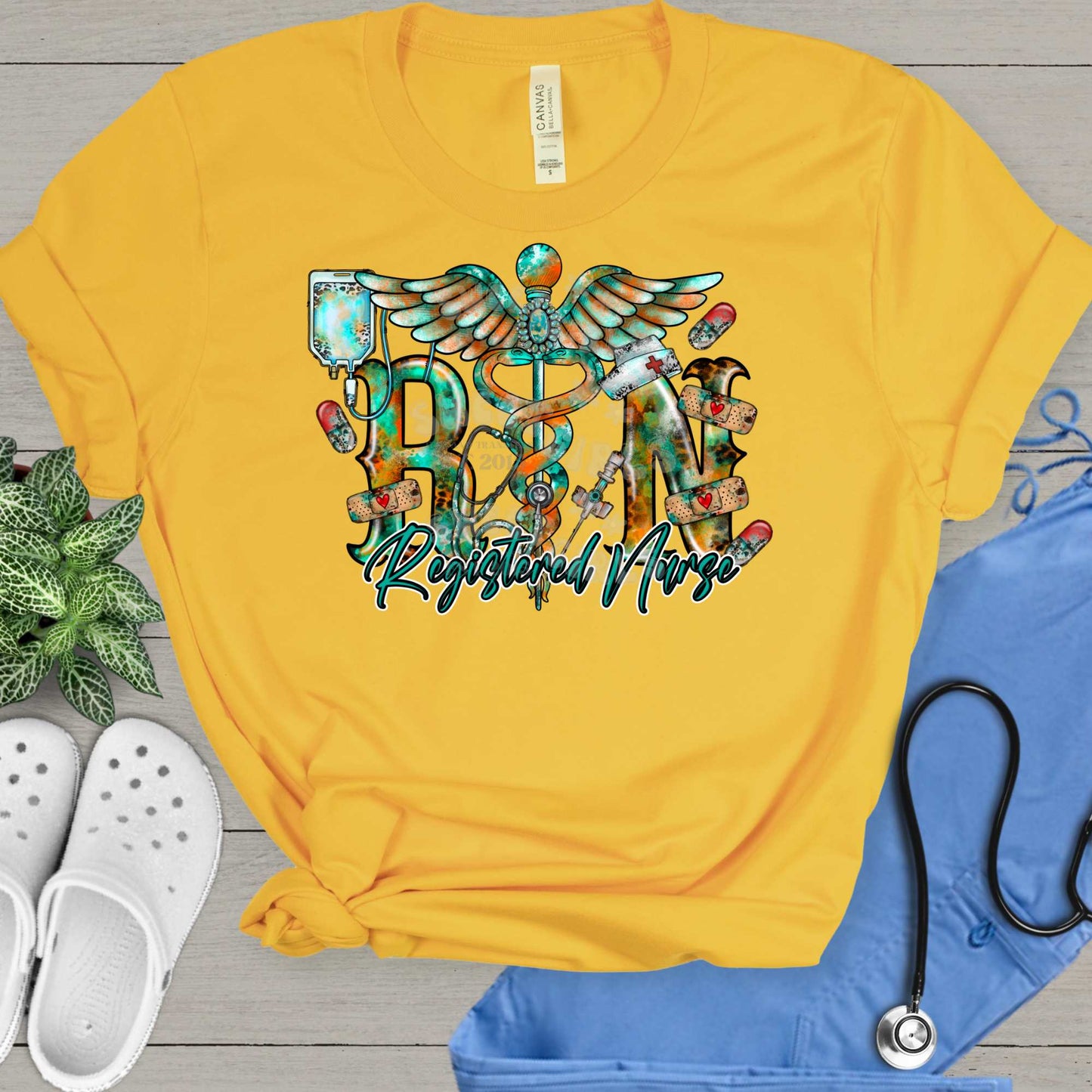 Registered Nurse RN DTF Heat Transfer – Western Teal Medical Iron-On for Scrubs