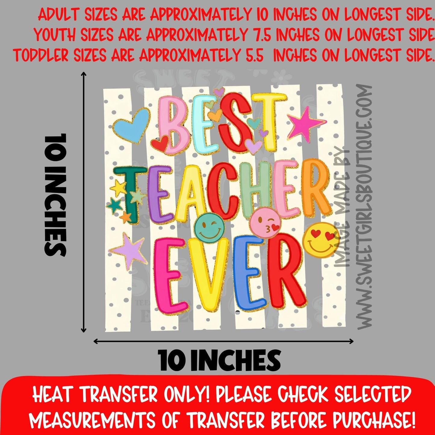 BEST TEACHER EVER BEST TEACHER EVER BEST TEACHER EVER COLORFUL RETRO TEACHER SHIRT DESIGN TEACHER LIFE BACK TO SCHOOL GIFT IDEA DTF HEAT TRANSFER NOT A SHIRT