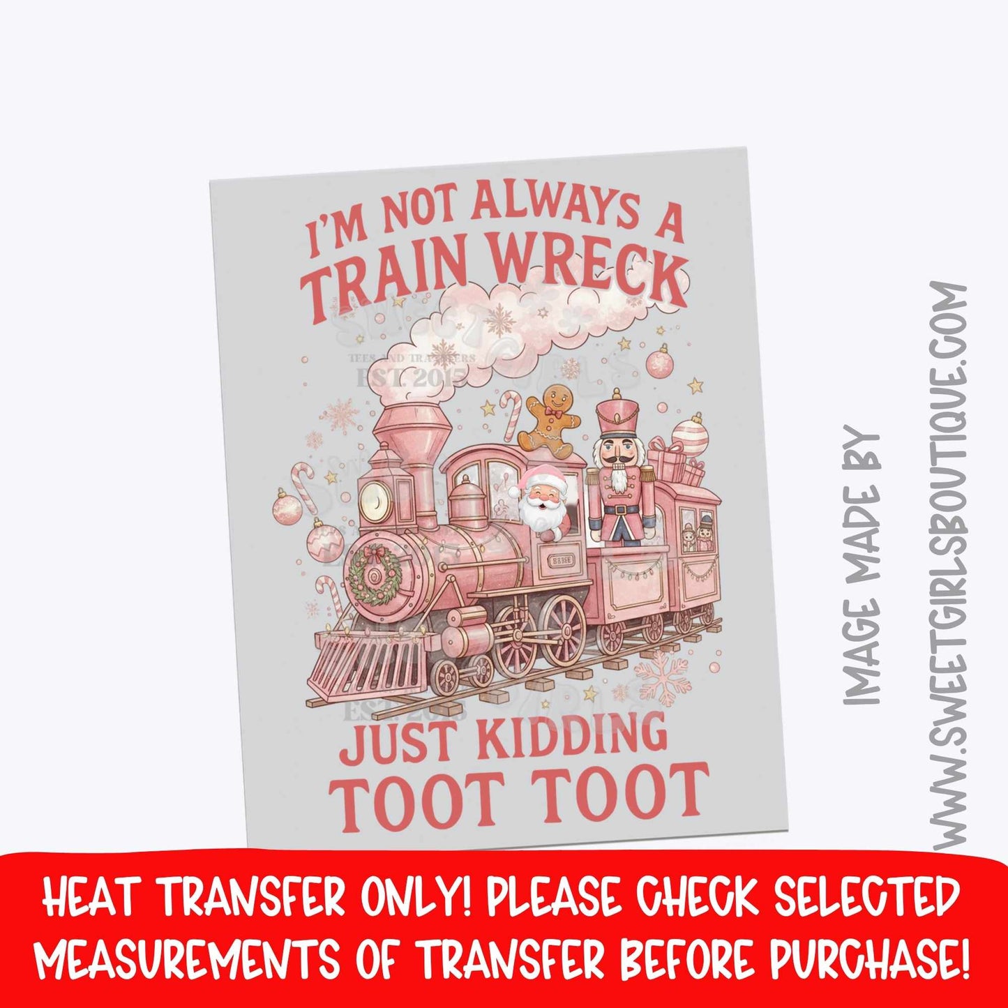 Christmas Train Wreck Heat Transfer | Funny Holiday DTF | Santa Wine Girl Ready To Press Iron On | Retro Christmas Humor Transfer | Cold Peel