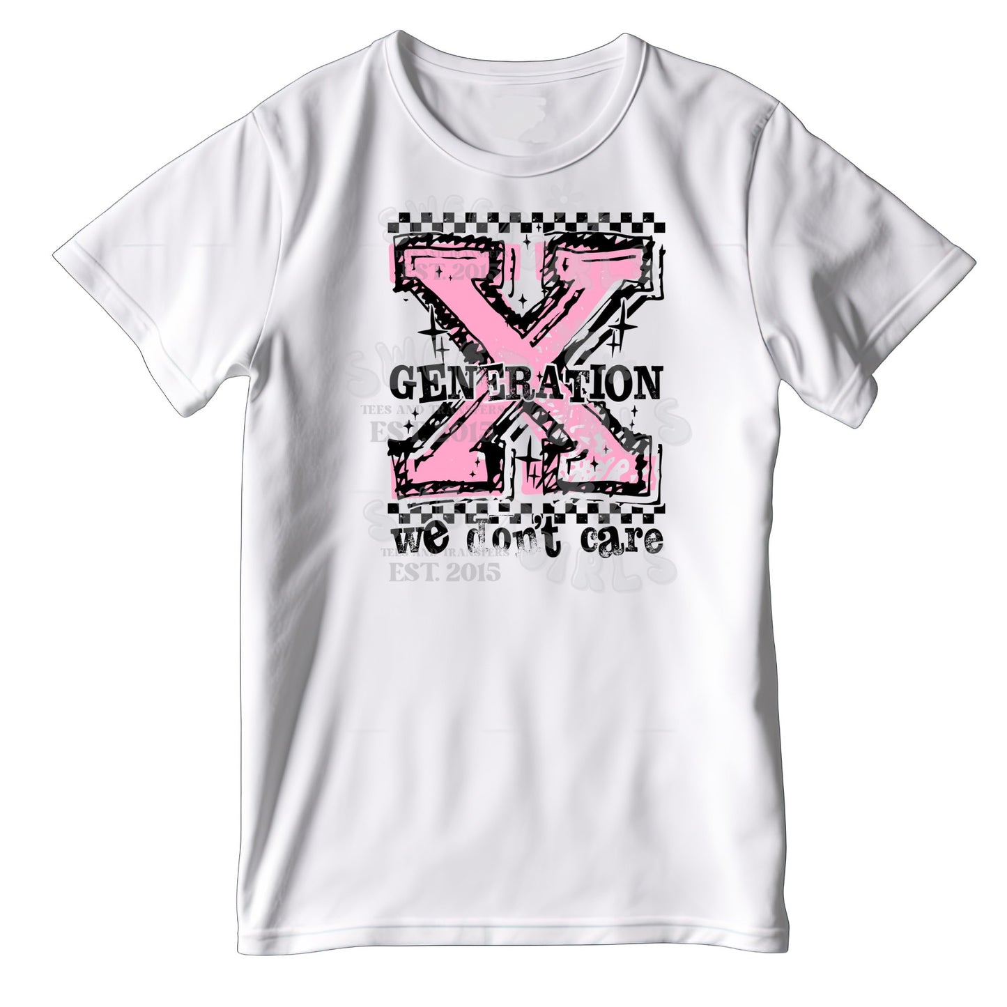 Generation X We Don’t Care DTF Transfer – Pink Retro Grunge HEAT TRANSFER, Ready to Press Direct to Film Iron-On for Shirts, 90s Nostalgia Apparel