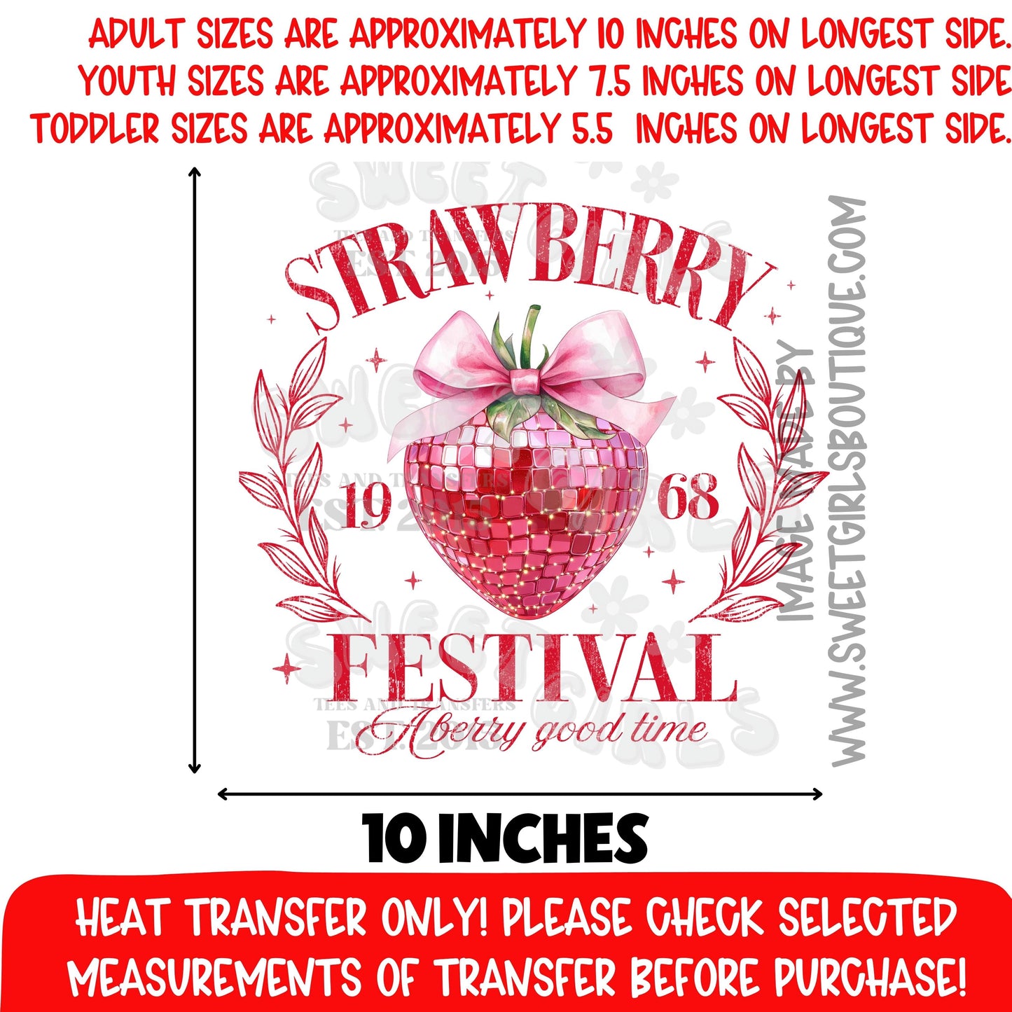 STRAWBERRY FESTIVAL BERRY CUTE VINTAGE STRAWBERRY DTF HEAT TRANSFER NOT A SHIRT HEAT TRANSFER READY TO PRESS DTF PRINT