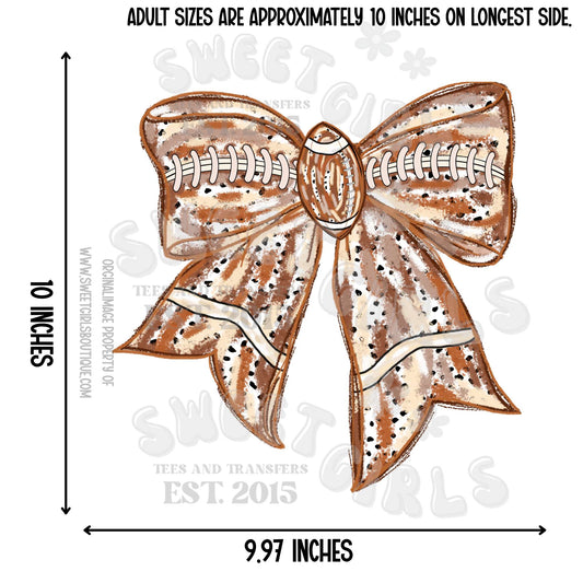 Game Day Bow DTF Heat Transfer – Cheer Mom Fall Football Print