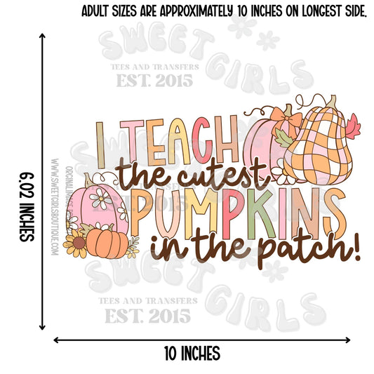 I Teach the Cutest Pumpkins DTF Heat Transfer – Fall Teacher Autumn Design