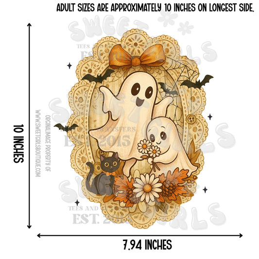 Vintage Fall Ghosts Cute Halloween Heat Transfer – Ready to Press DTF Design for Shirts, Totes & More