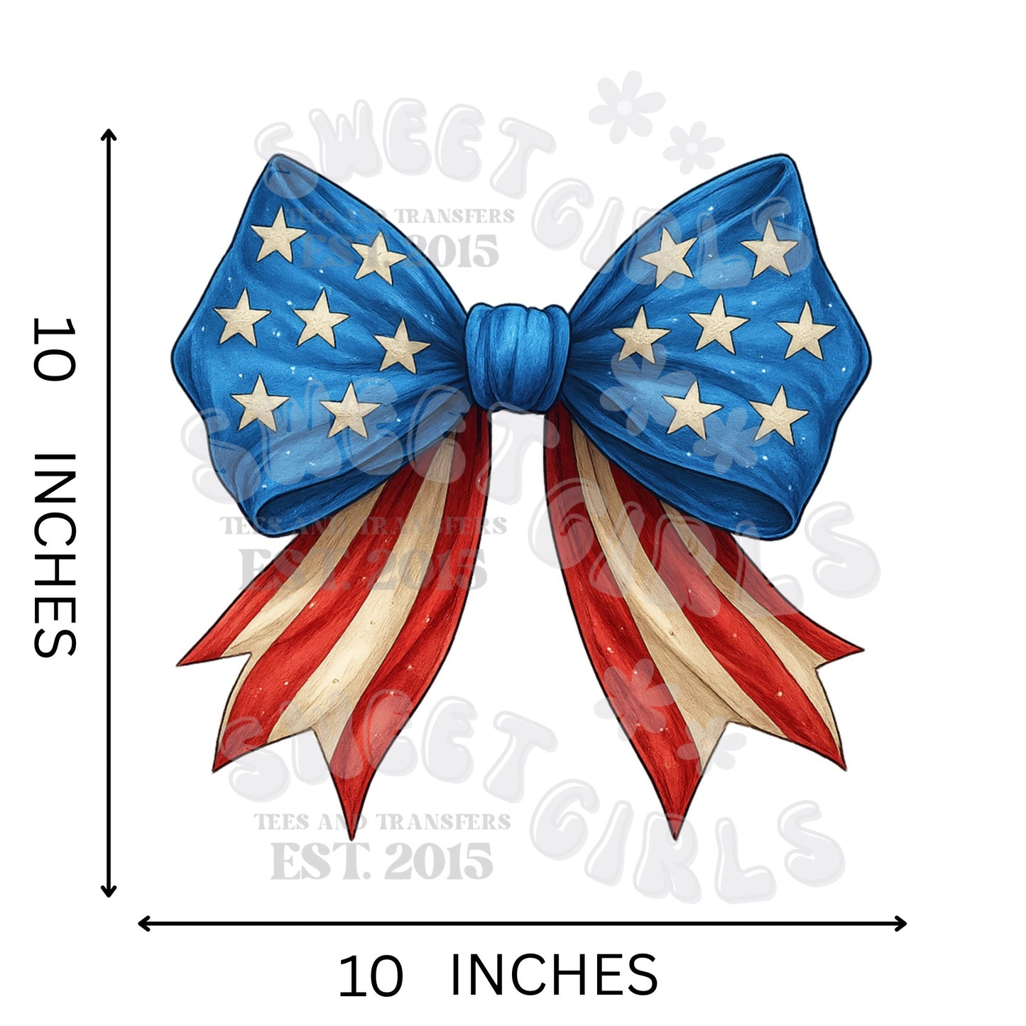 American Flag Bow Stars & Stripes DTF Transfer – Patriotic July 4th Iron-On for T-Shirts & More – Cold Peel Ready for Heat Press