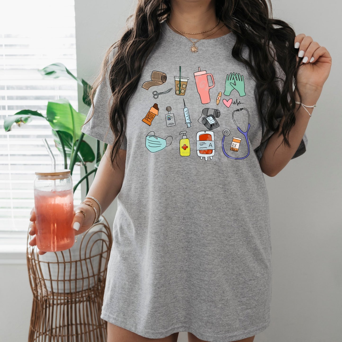 Nurse Essentials DTF Transfer – Medical Themed Ready to Press Iron-On – Cold Peel Heat Transfer for Scrubs, Shirts, Bags, Long-Lasting Durable Stickers