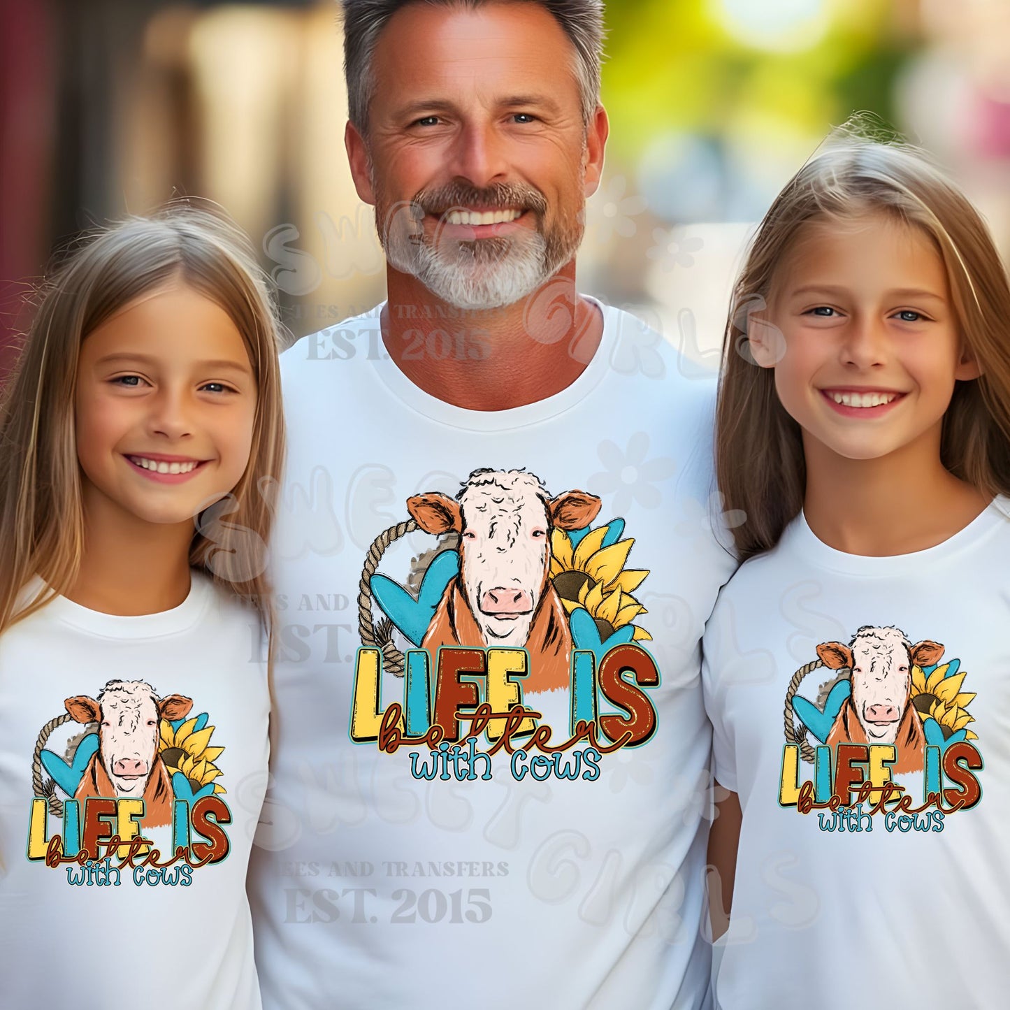 Life Is Better With Cows DTF Transfer – Country Cow Floral Iron-On Ready to Press Heat Transfer for Summer Tees and Farm Decor