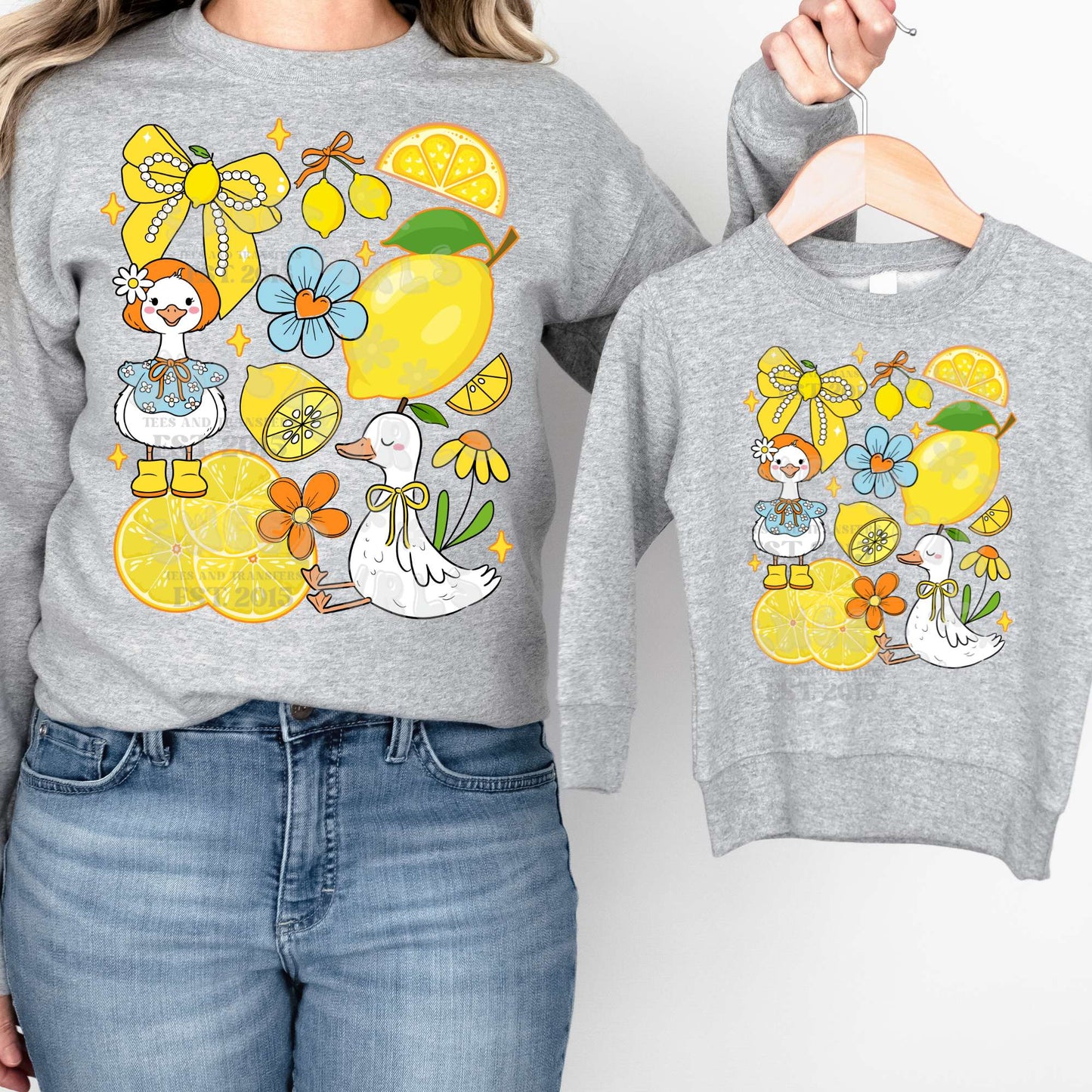 Coquette Duck Lemon DTF Transfer – Cottagecore Style Duck and Lemon Print – Direct to Film Iron-On Heat Transfer, Cold Peel, Long-Lasting Design