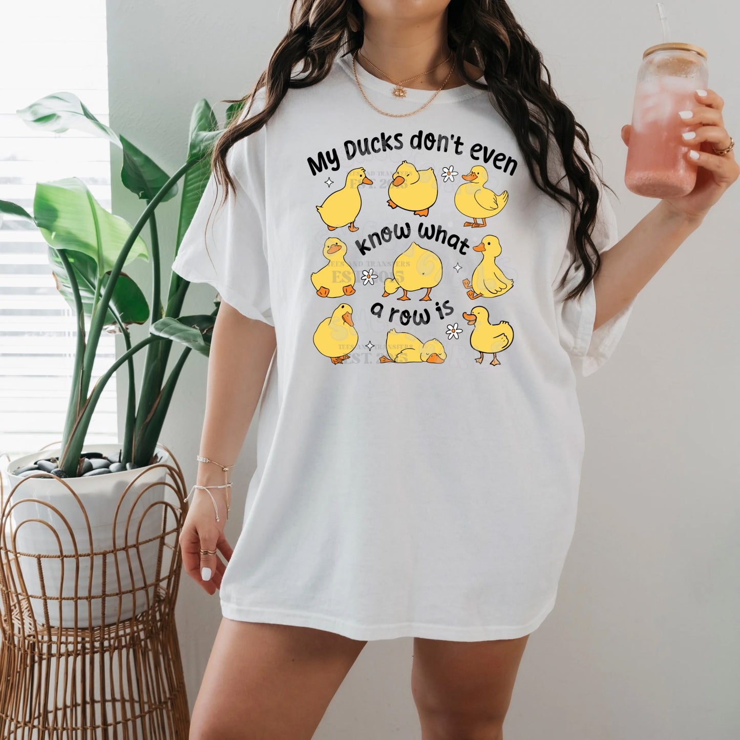 My Ducks Don’t Even Know What a Row Is DTF Heat Transfer – Funny Yellow Duck Design – Direct to Film Iron-On for Shirts, Bags & More – Cold Peel & Second Press for Long-Lasting Wear