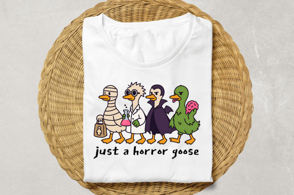 Just a Horror Goose DTF Transfer – Funny Halloween Goose Shirt Iron-On – Ready to Press Heat Transfer for Mummy, Scientist, Vampire & Zombie Goose – DTF for Shirts, Bags & More
