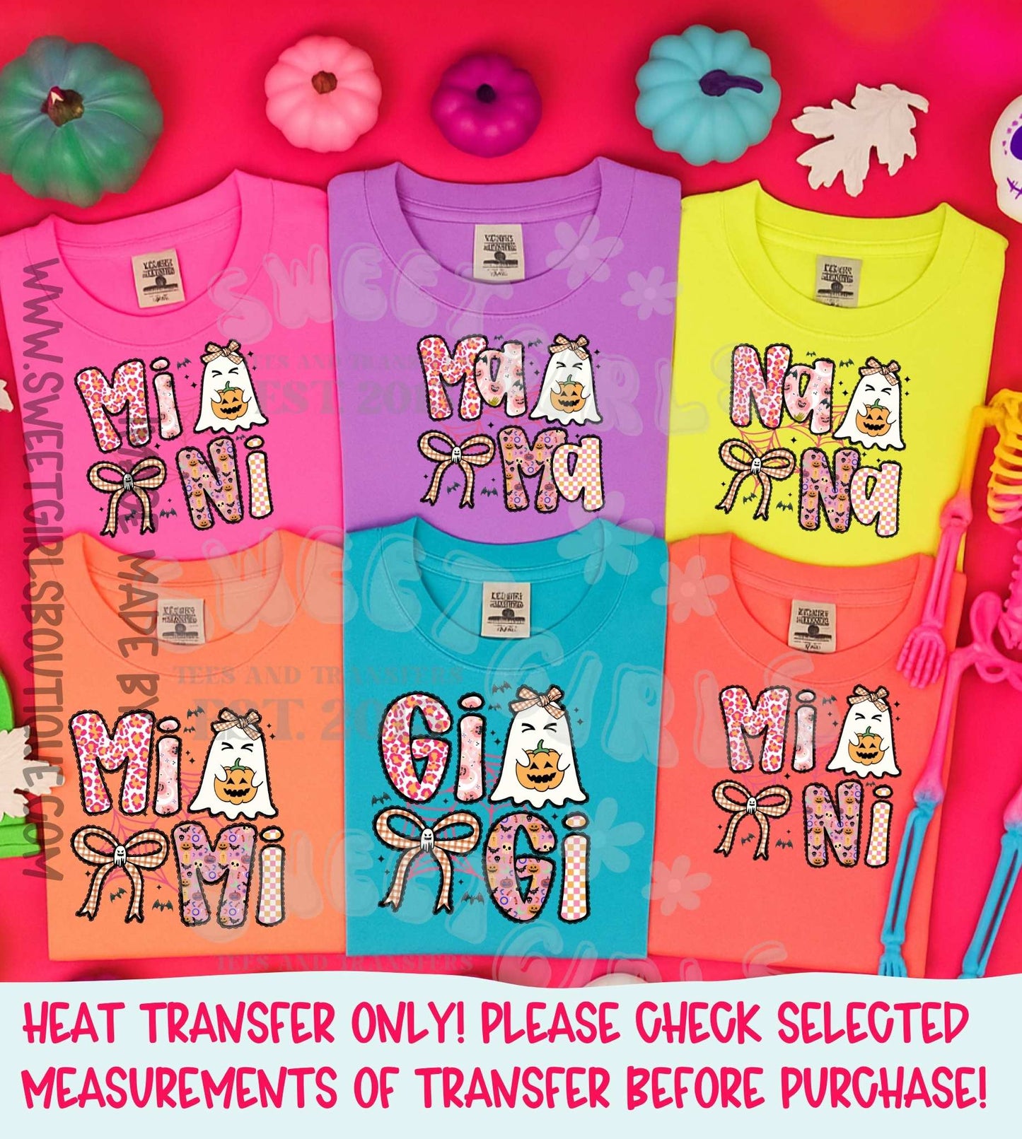 Halloween Ghost Mama Mimi Gigi Nana Mini DTF Heat Transfer for Shirts – Fall Spooky Season Iron-On