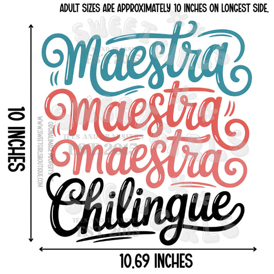 Transferencia DTF Maestra Chilingue Profesora en Español