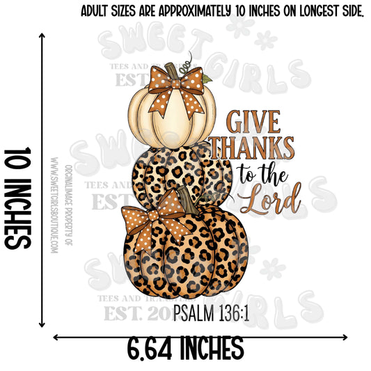 Give Thanks Leopard Pumpkin Fall Christian DTF Transfer