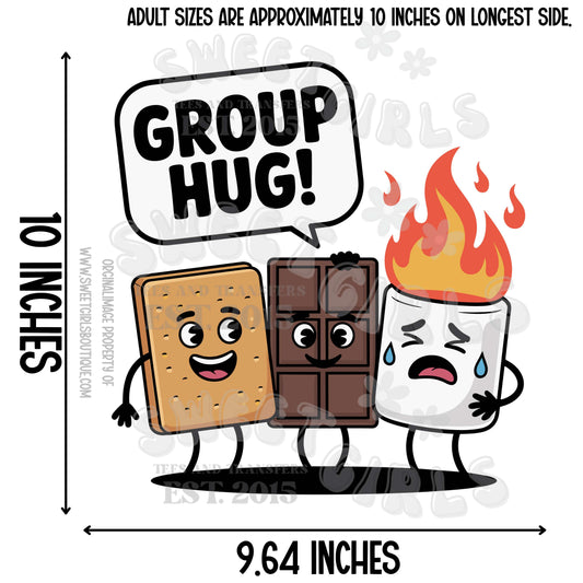 Funny S'mores Group Hug Camping DTF Heat Transfer