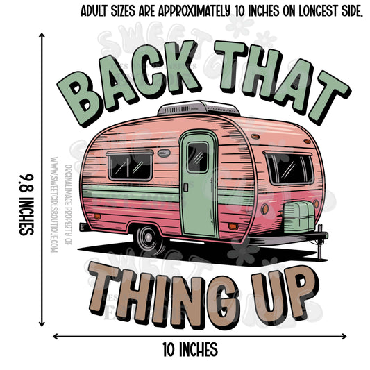 Back That Thing Up Retro Camper DTF Heat Transfer