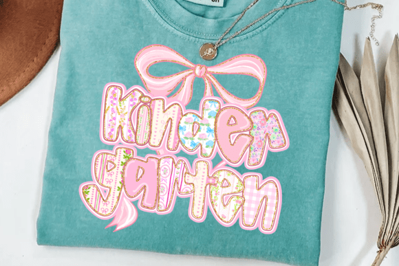 Pastel Bow School DTF Heat Transfers – Pre-K to 5th Grade – Pink Grandmillennial Iron-On Shirt Designs for Girls