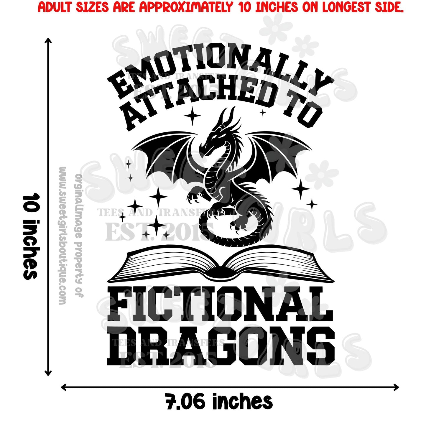 Fictional Dragons Bookish DTF Heat Transfer – Fantasy Iron-On – Ready to Press for Adult