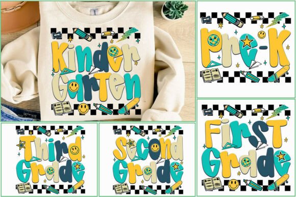 Back to School DTF Heat Transfer β PreK to 3rd Grade Kids Shirt Design β Fun Elementary Printable Transfer with Smiley and School Supplies