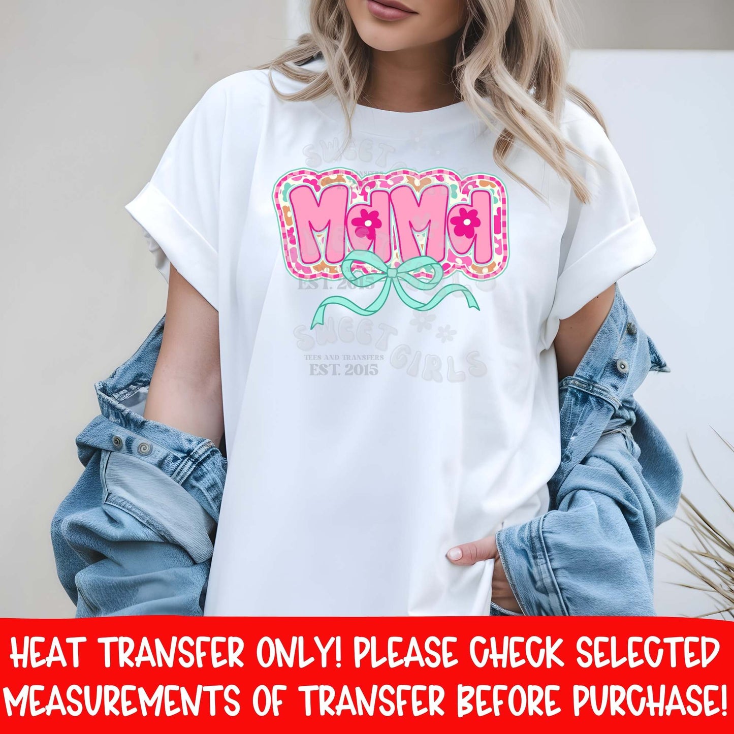 Pink Mama Bow Leopard Print DTF Heat Transfer Ready to Press Iron On Cold Peel