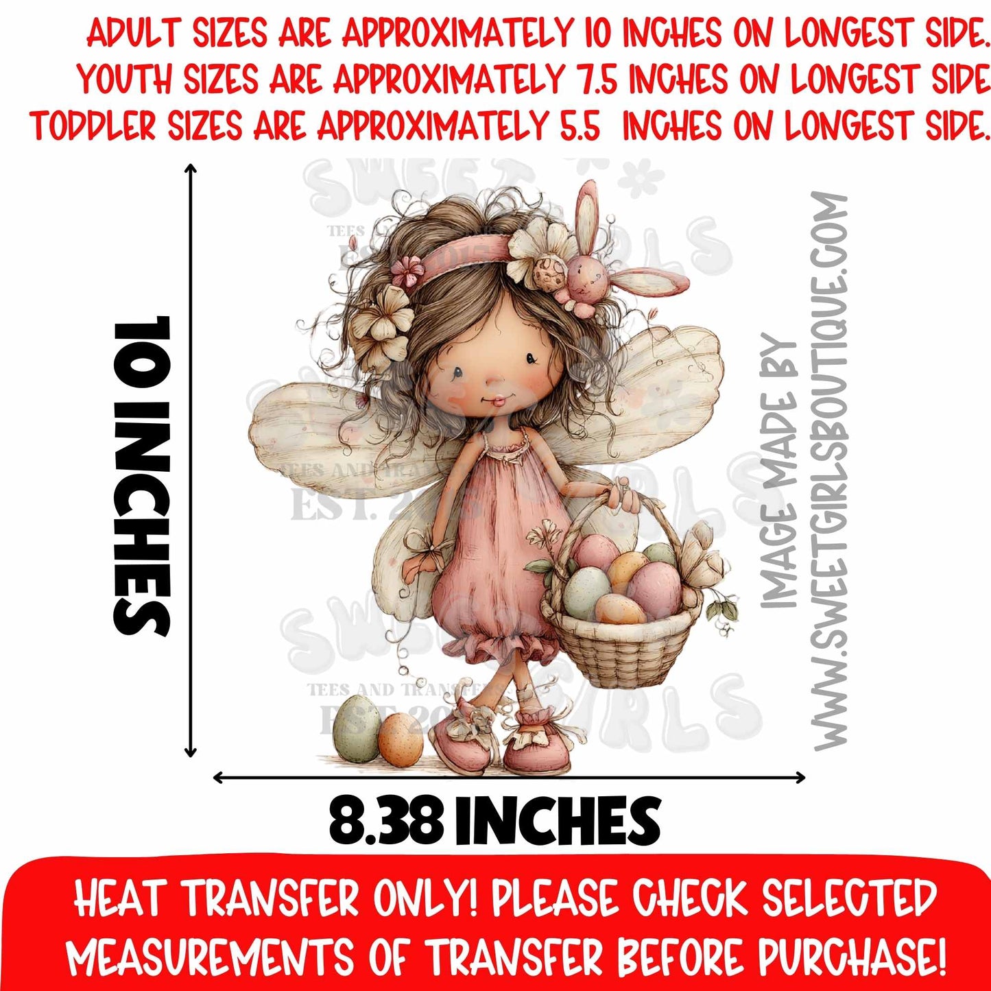 Easter Fairy Girl Heat Transfer Spring Kids DTF Whimsical Not a Shirt