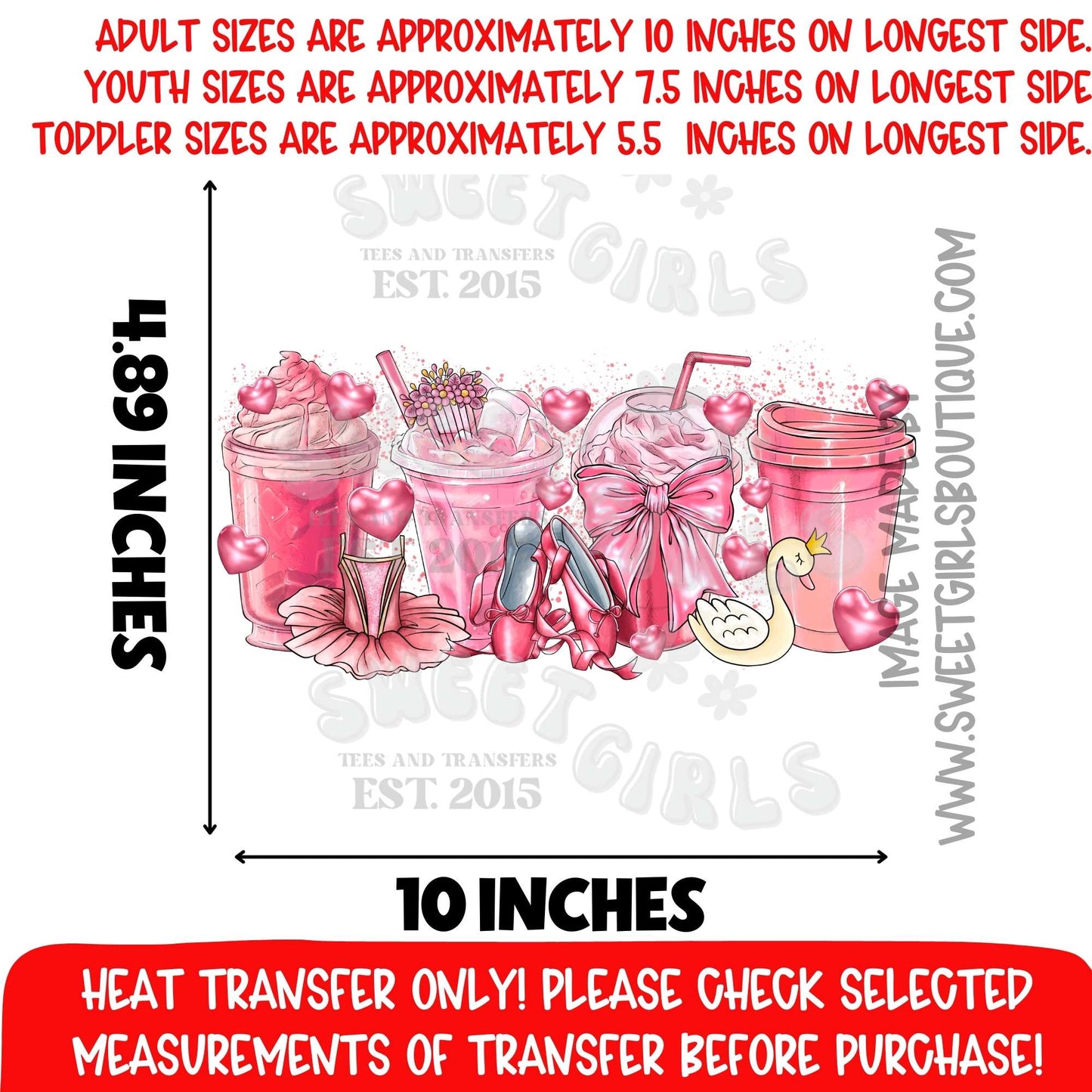 Pink Coquette Bows Ballet Slippers Swan Aesthetic Heat Transfer Not a Shirt
