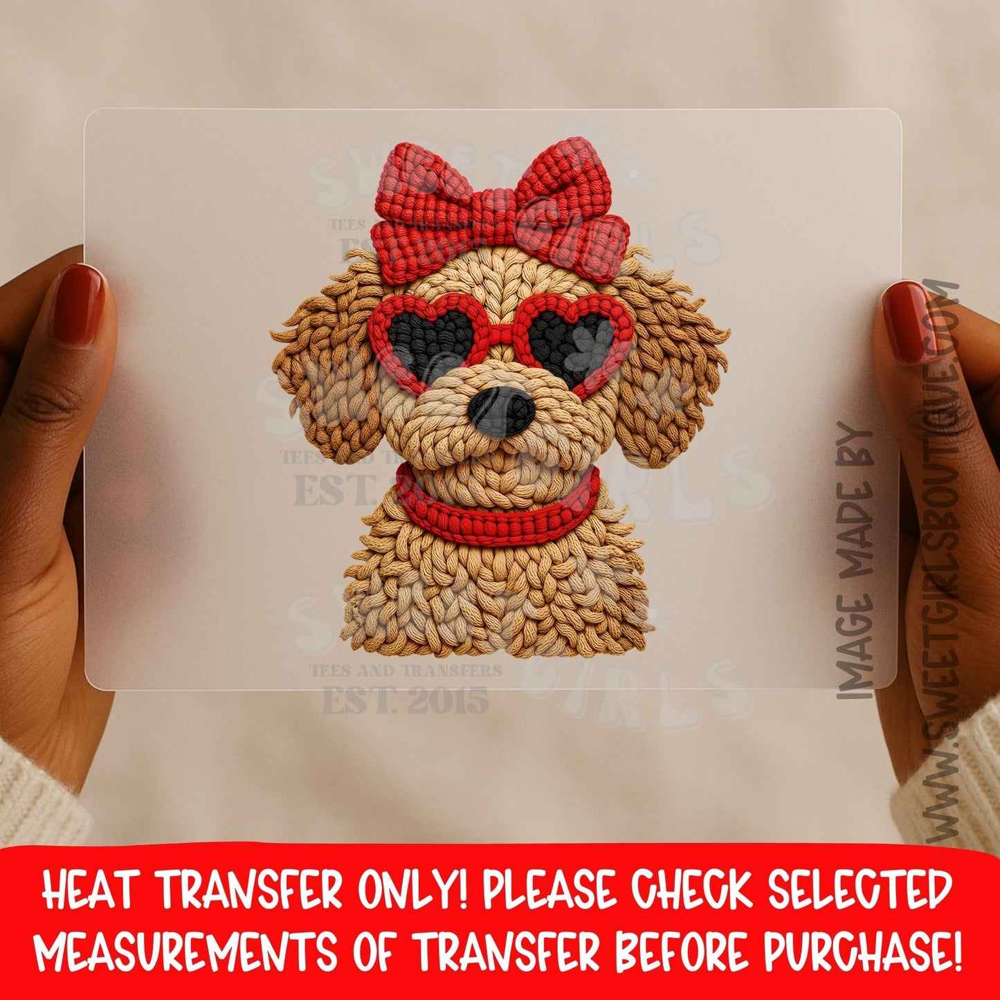Valentine Dog Heat Transfer Heart Glasses Bow DTF Iron On