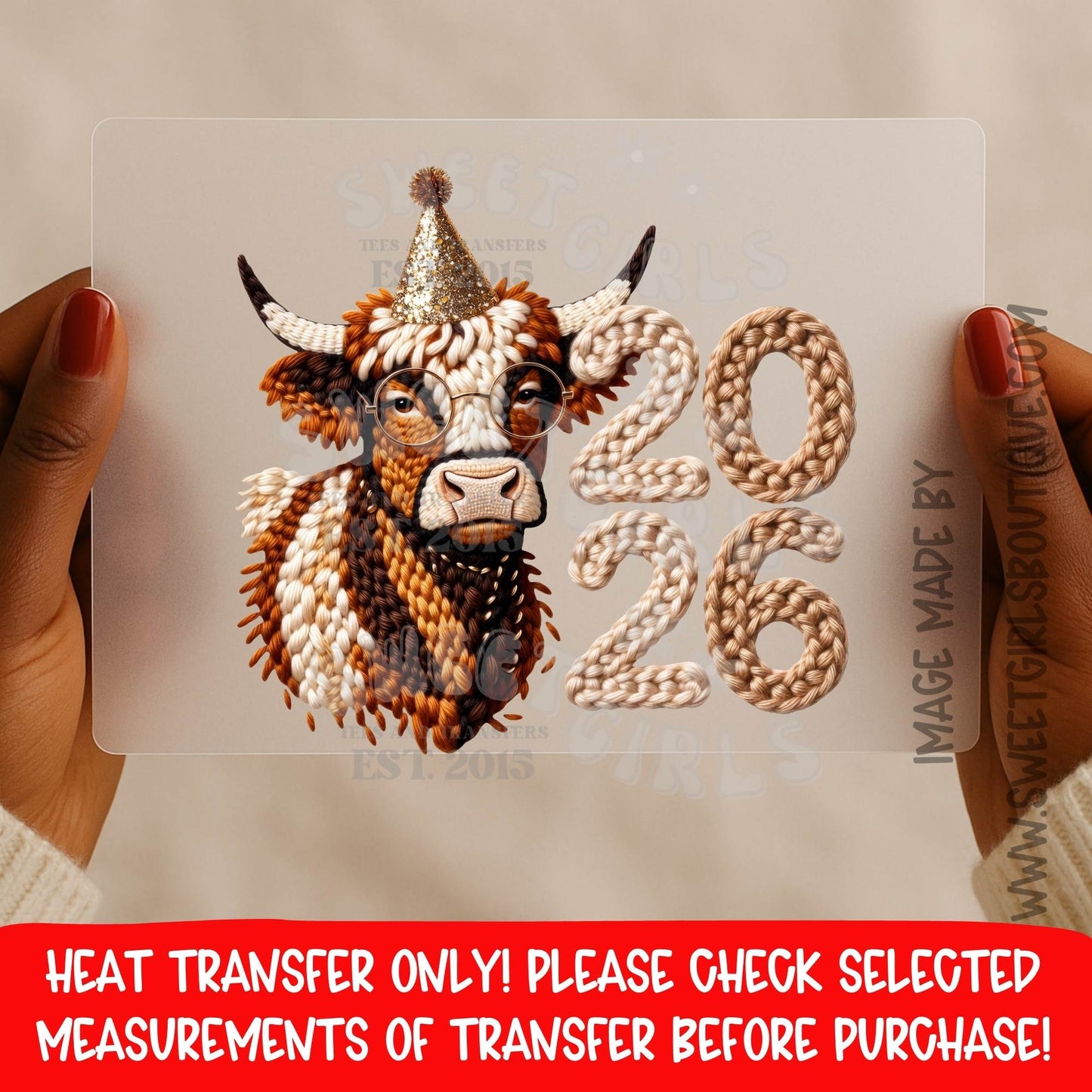 New Year 2026 Class of 2026 Heat Transfer Highland Cow Graduation DTF Iron On