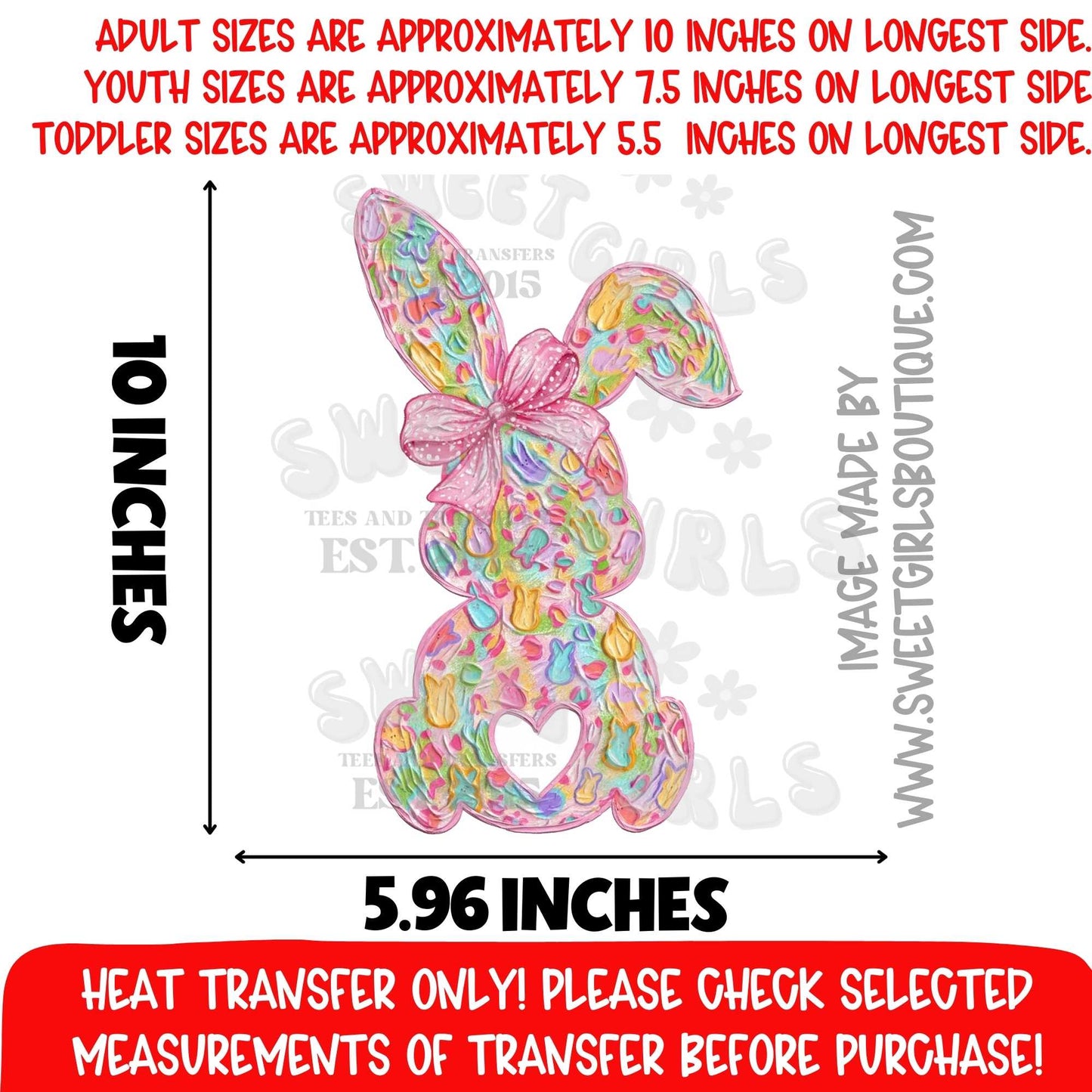 EASTER BUNNY PASTEL BUNNY COQUETTE BOW SPRING EASTER GIRLIE SPRING GRAPHIC heat transfer NOT A SHIRT