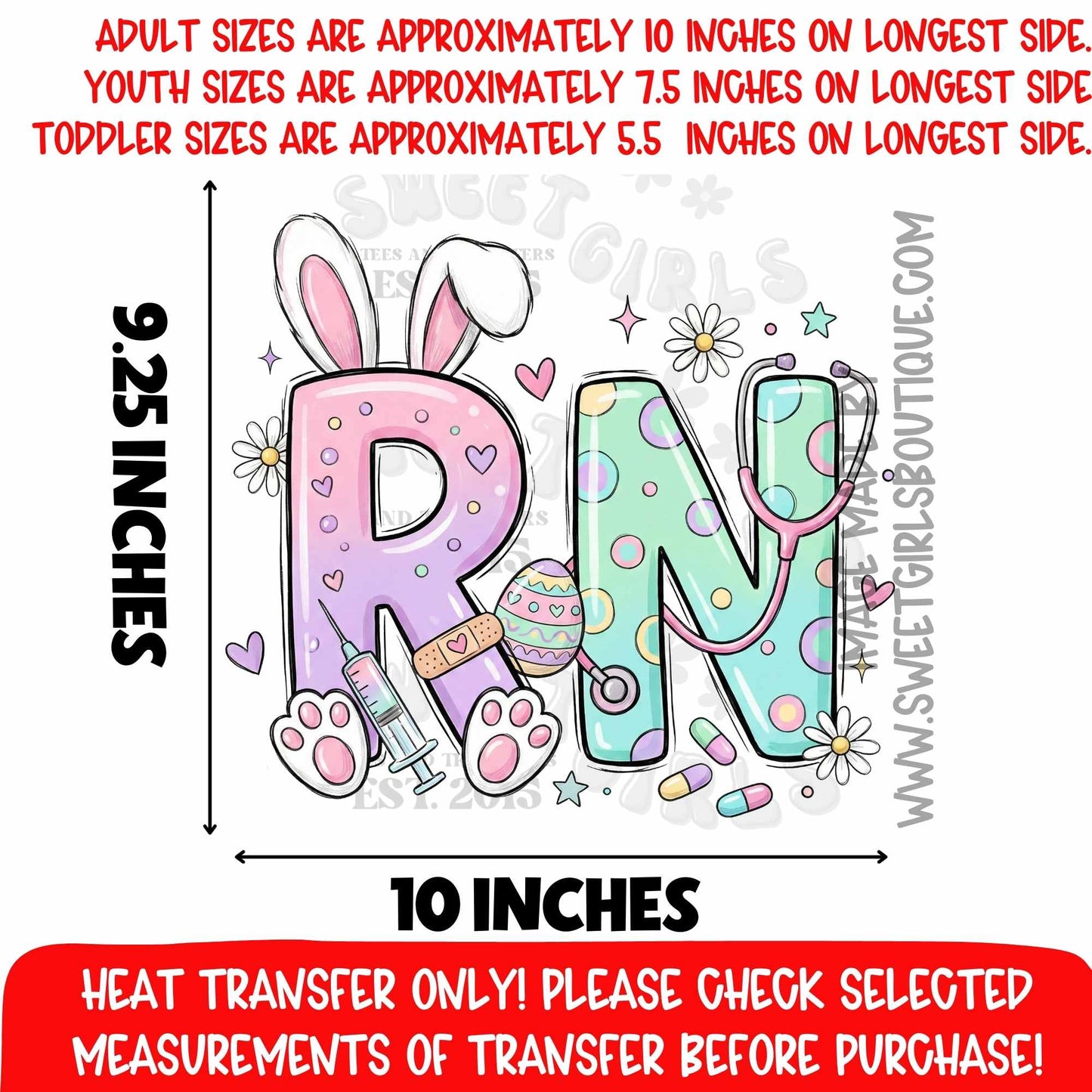 RN Easter Bunny Nurse Heat Transfer Medical Spring DTF Not a Shirt