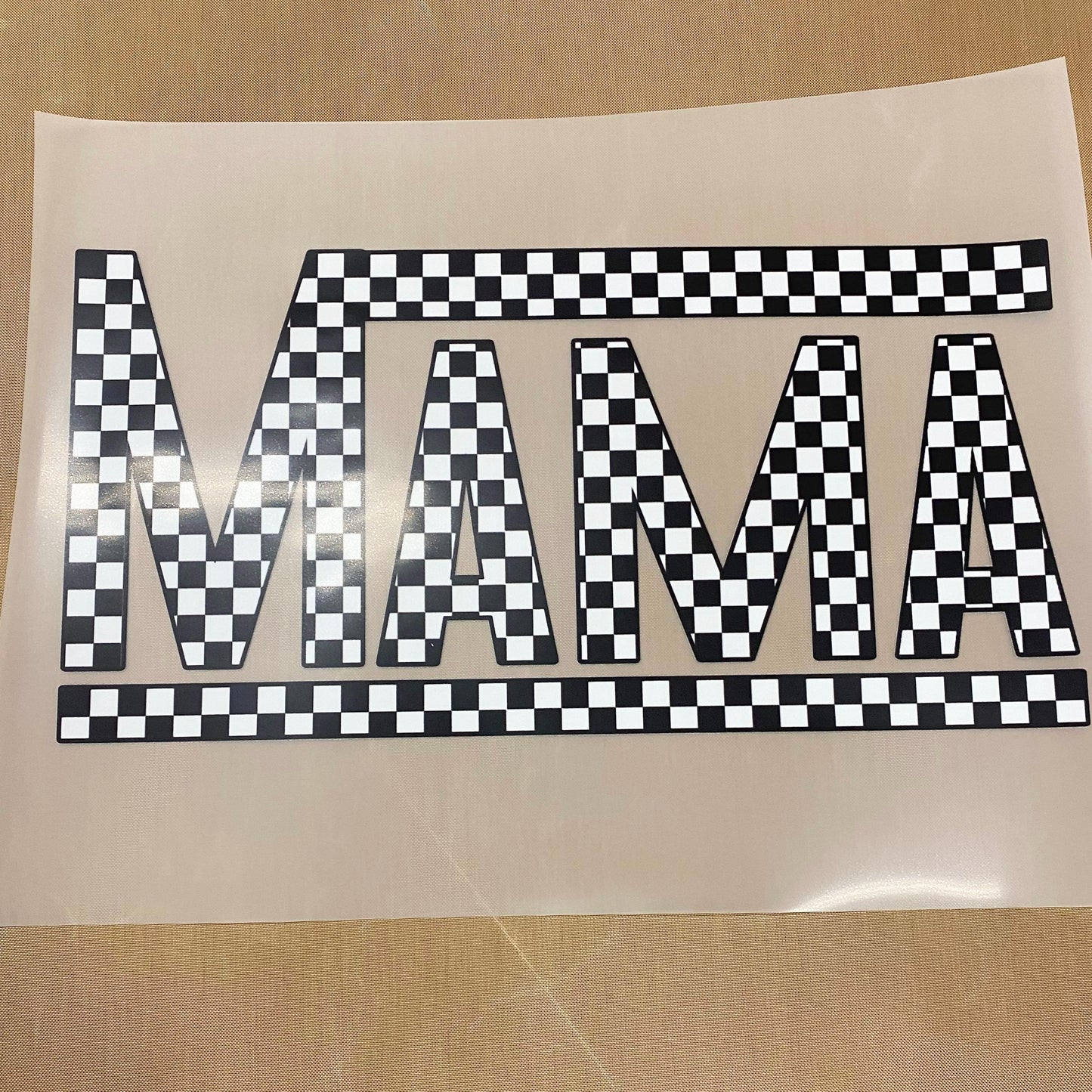Mama (black and white checkerboard) DTF print