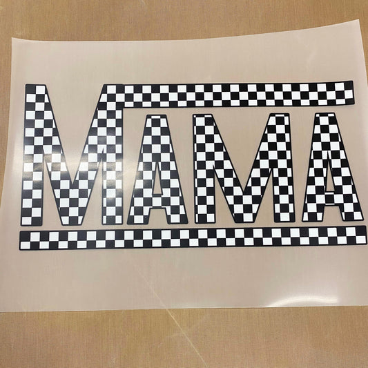 Mama (black and white checkerboard) DTF print